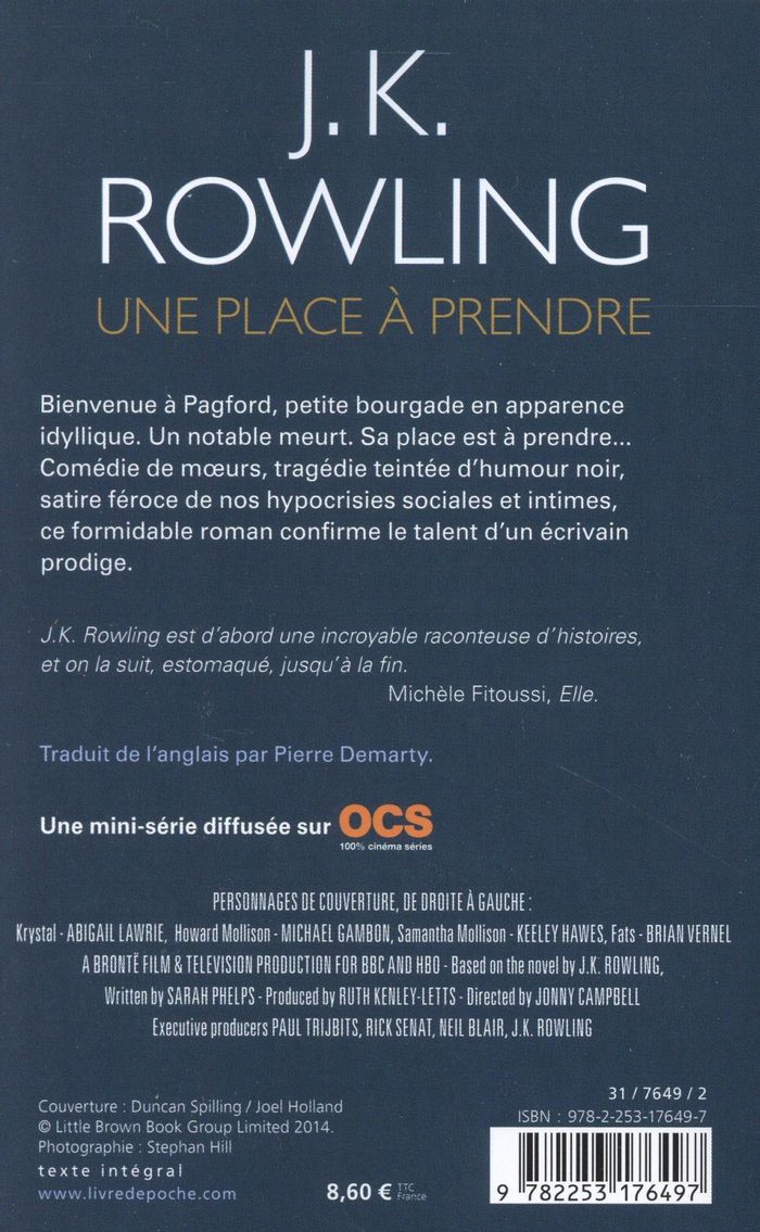 Quatrième de couverture de « Une place à prendre : roman »