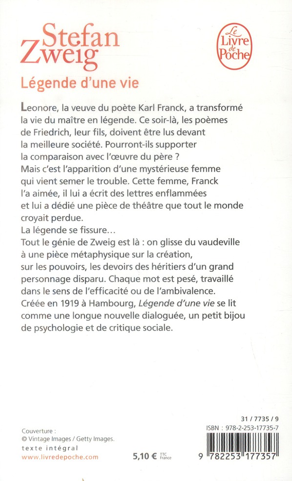 Quatrième de couverture de « LEGENDE D'UNE VIE »