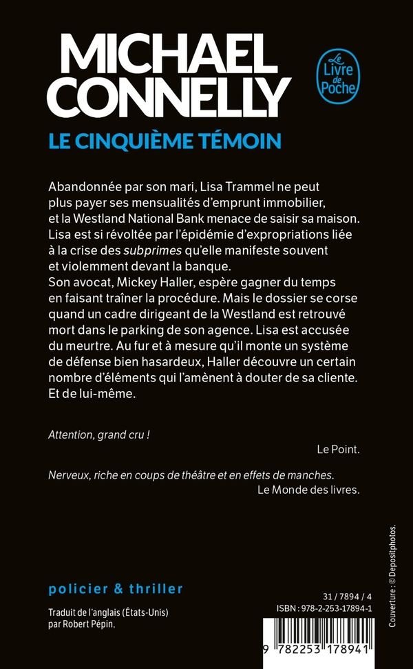 Quatrième de couverture de « Le cinquième témoin : roman »