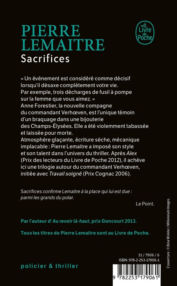 Quatrième de couverture de « Sacrifices : roman »
