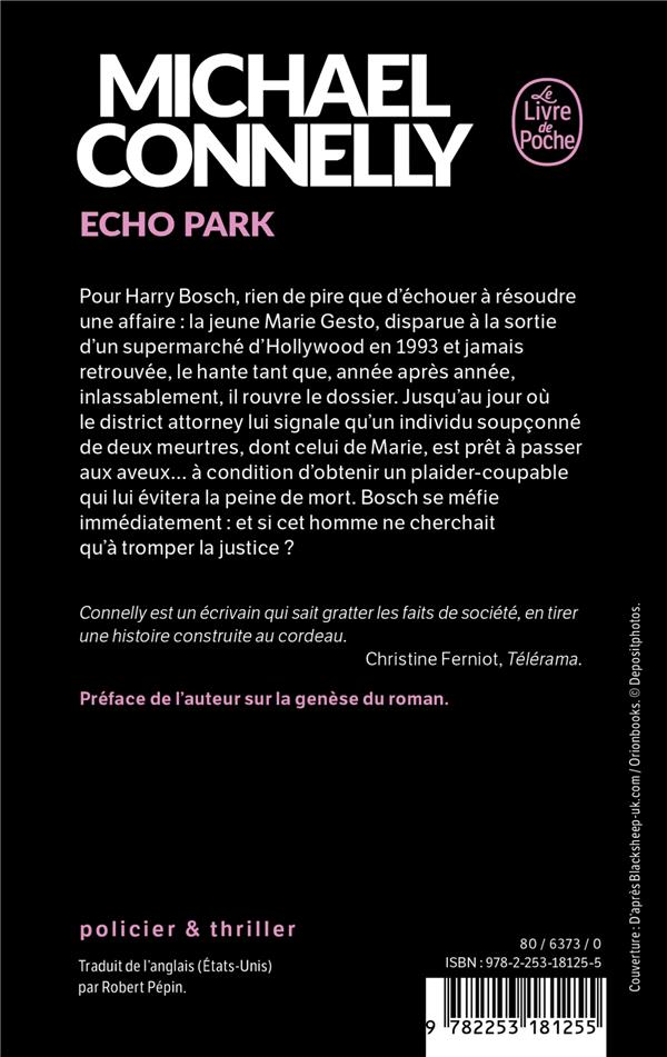 Quatrième de couverture de « ECHO PARK »