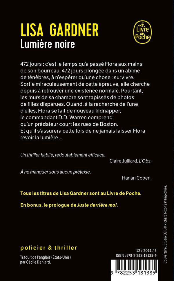 Quatrième de couverture de « Lumière noire : roman »