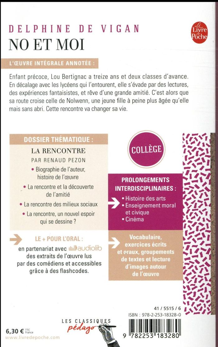 Quatrième de couverture de « No et moi : roman »