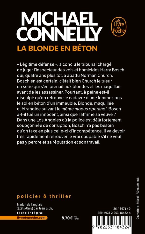 Quatrième de couverture de « La blonde en béton : roman »