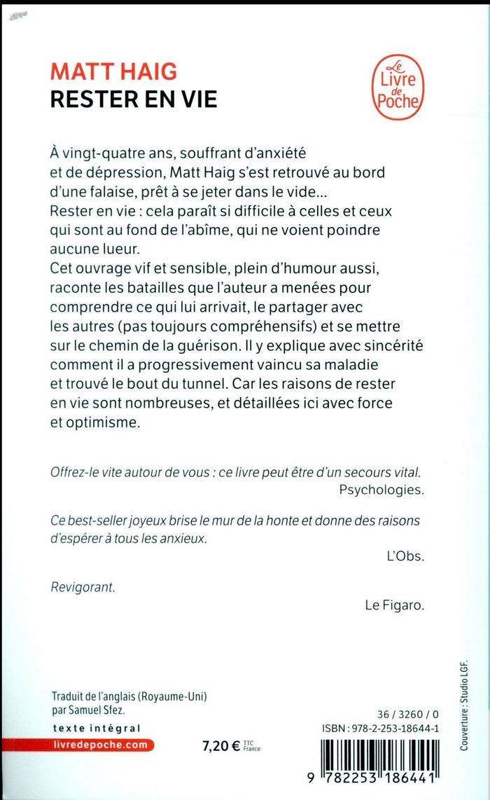Quatrième de couverture de « Rester en vie »