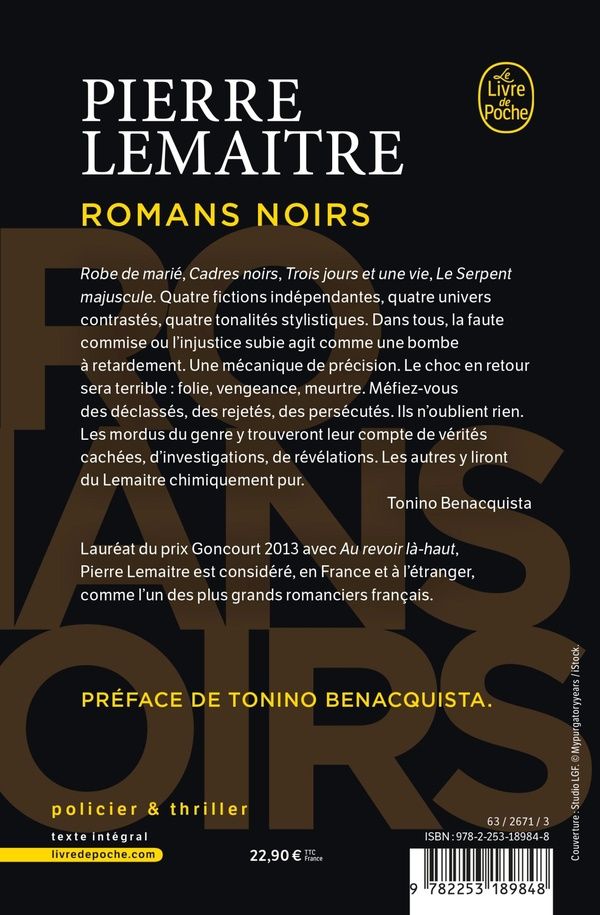 Quatrième de couverture de « Romans noirs »