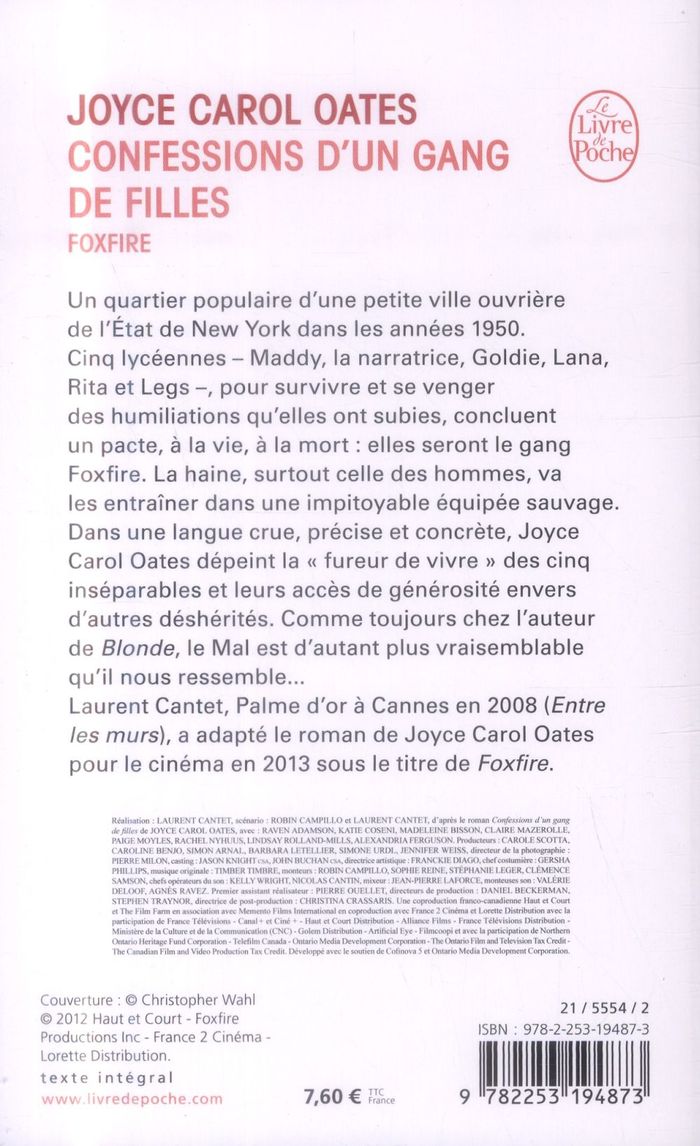 Quatrième de couverture de « Confessions d'un gang de filles : Foxfire »