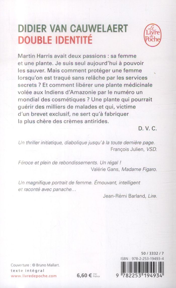Quatrième de couverture de « Double identité : roman »