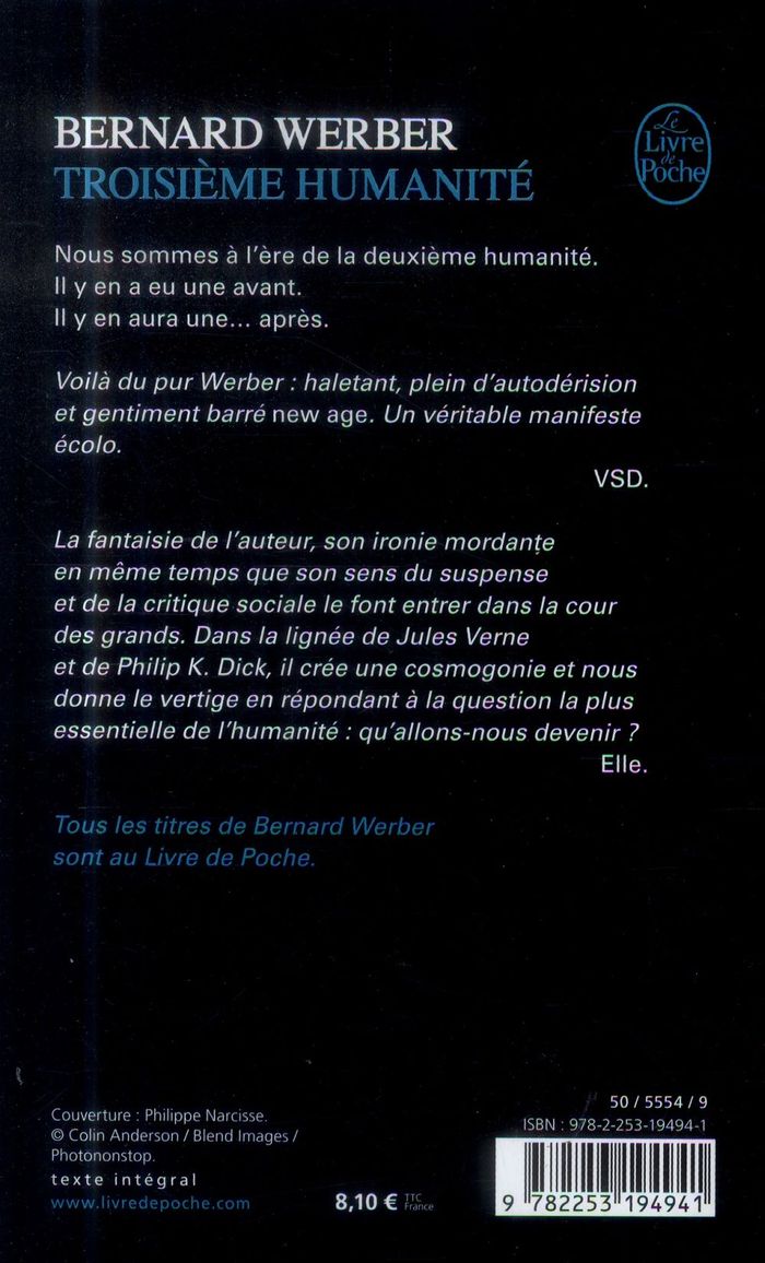 Quatrième de couverture de « Troisième humanité : roman »