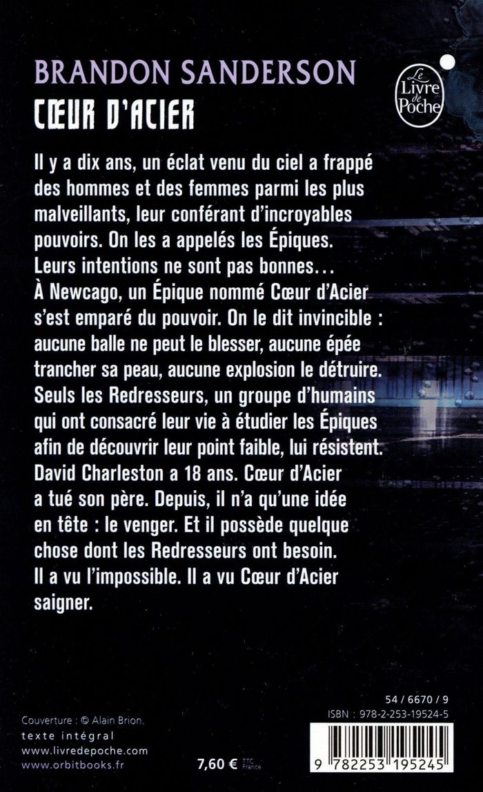 Quatrième de couverture de « Coeur d'Acier : roman »