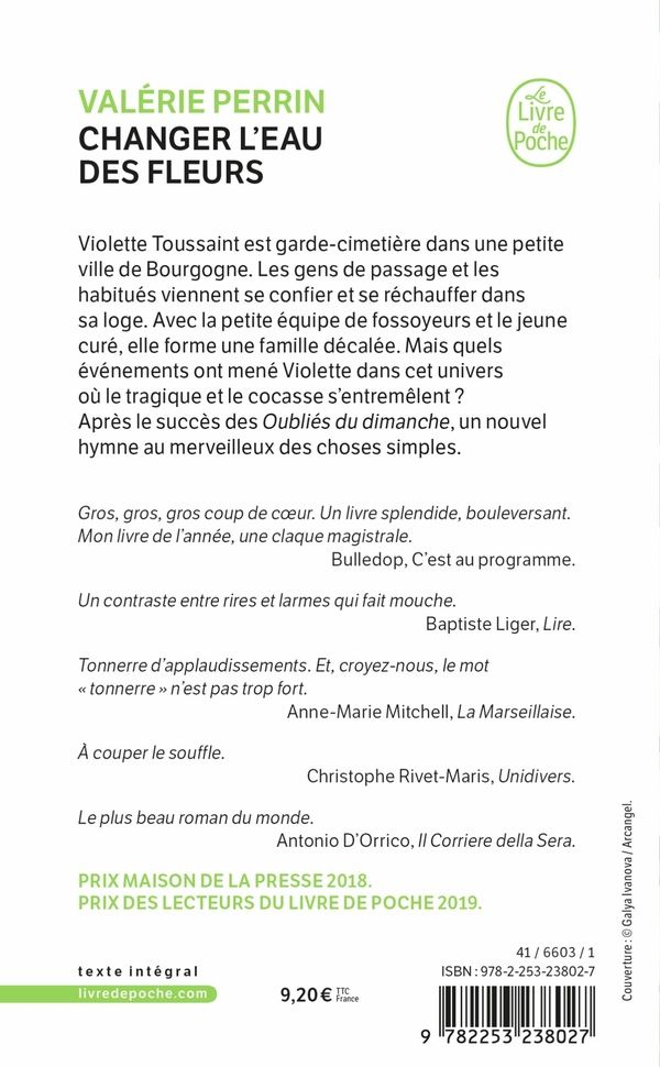 Quatrième de couverture de « CHANGER L'EAU DES FLEURS »