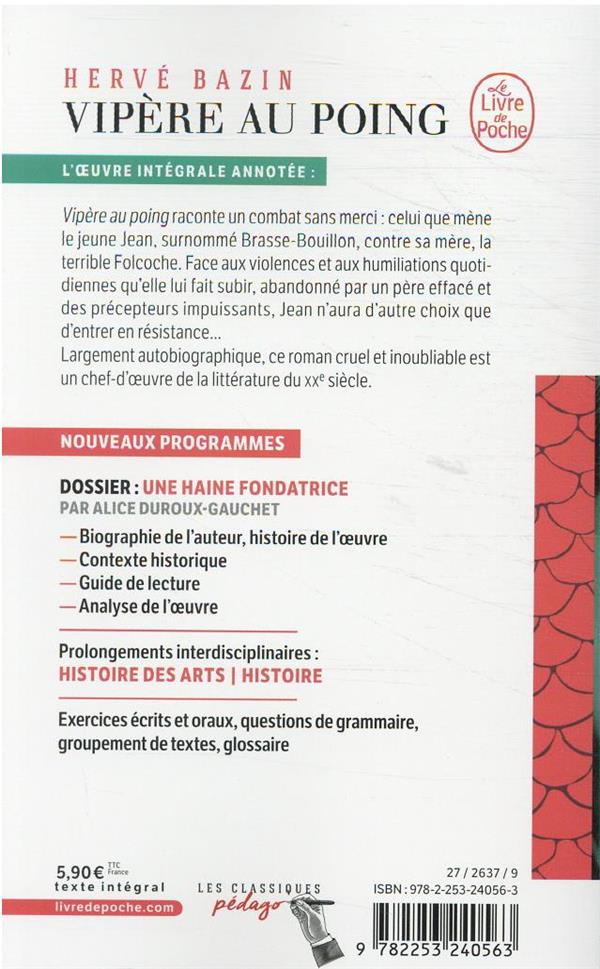 Quatrième de couverture de « VIPERE AU POING (EDITION PEDAGOGIQUE) »