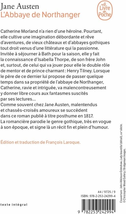 Quatrième de couverture de « L'ABBAYE DE NORTHANGER »