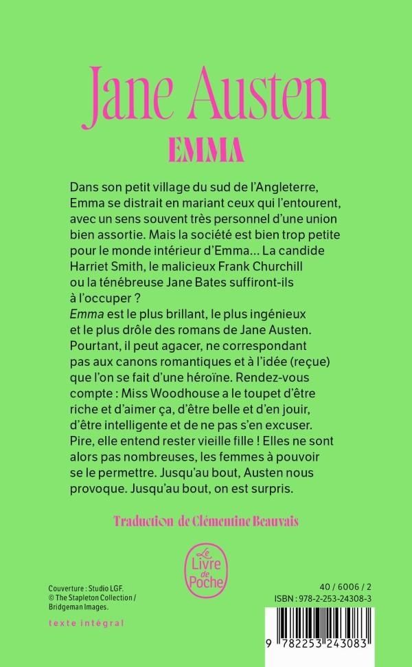 Quatrième de couverture de « Emma »