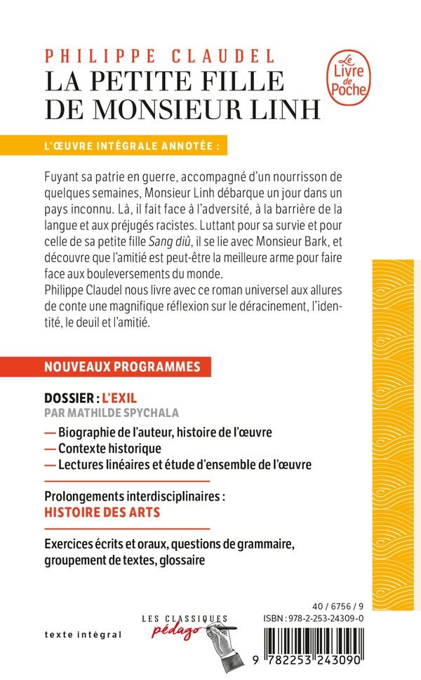 Quatrième de couverture de « LA PETITE FILLE DE MONSIEUR LINH (EDITION PEDAGOGIQUE) »