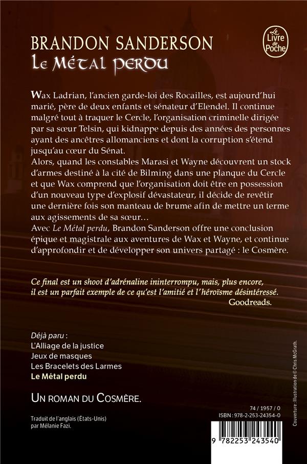 Quatrième de couverture de « Le métal perdu : une histoire des Fils-des-Brumes »