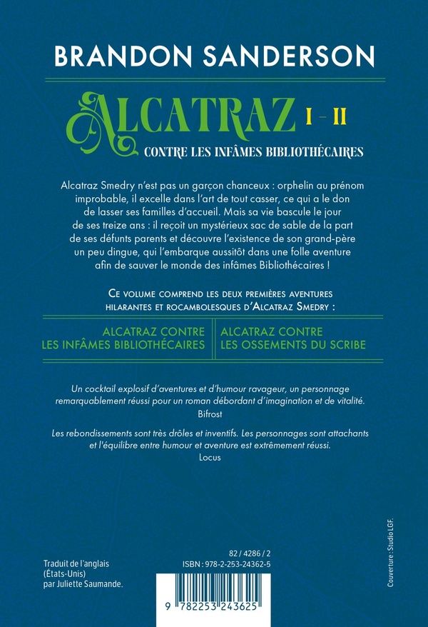 Quatrième de couverture de « Alcatraz contre les infâmes bibliothécaires »