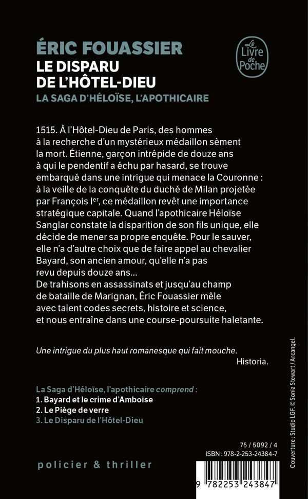Quatrième de couverture de « Le disparu de l'Hôtel-Dieu »