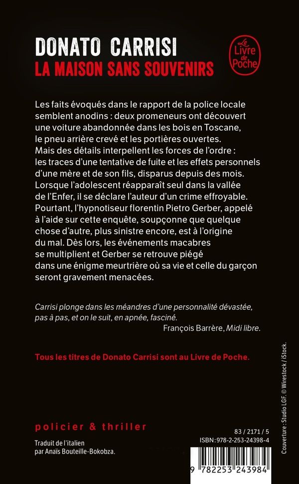 Quatrième de couverture de « LA MAISON SANS SOUVENIRS »