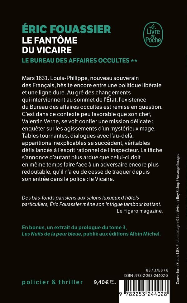 Quatrième de couverture de « LE FANTOME DU VICAIRE (LE BUREAU DES AFFAIRES OCCULTES, TOME 2) »