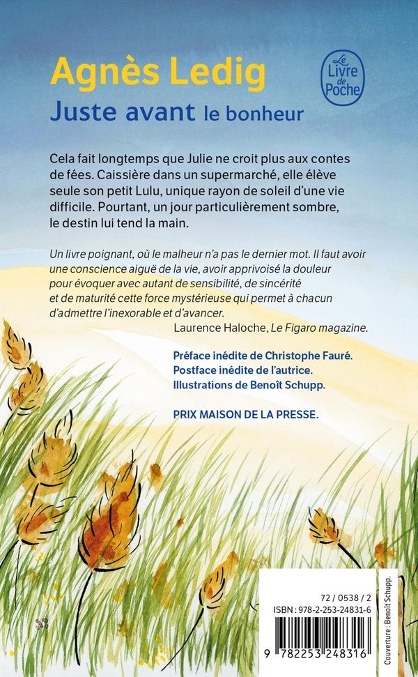 Quatrième de couverture de « Juste avant le bonheur : roman »