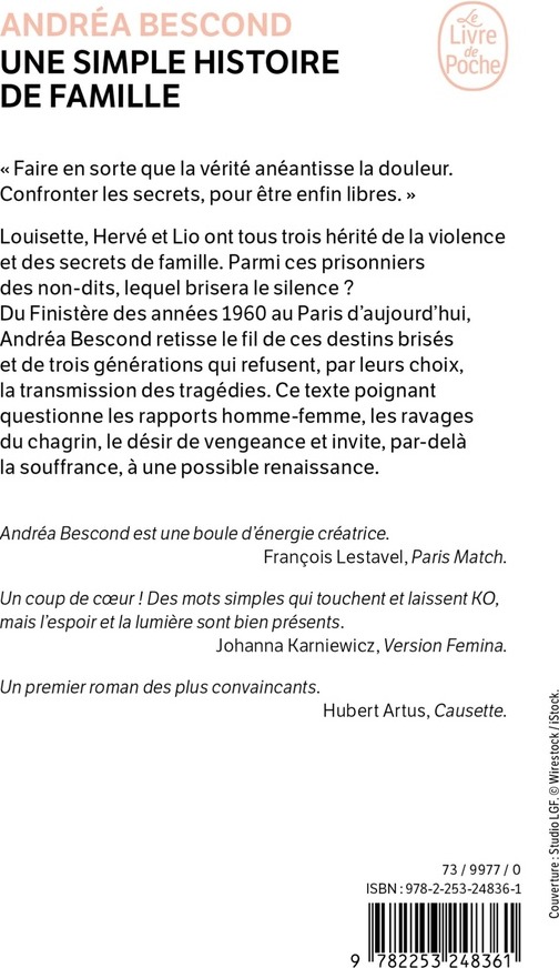 Quatrième de couverture de « Une simple histoire de famille : roman »