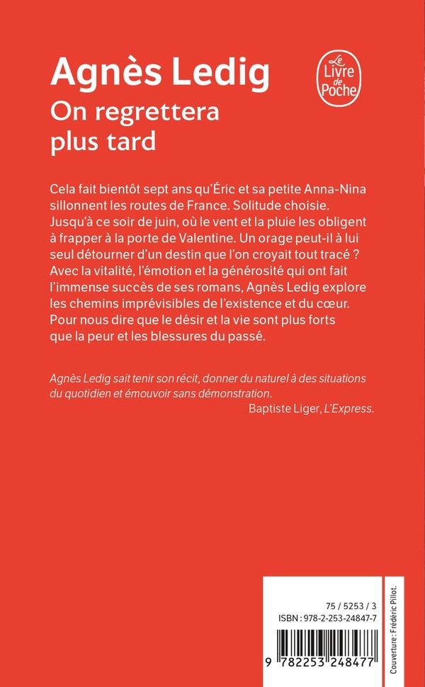Quatrième de couverture de « On regrettera plus tard : roman »