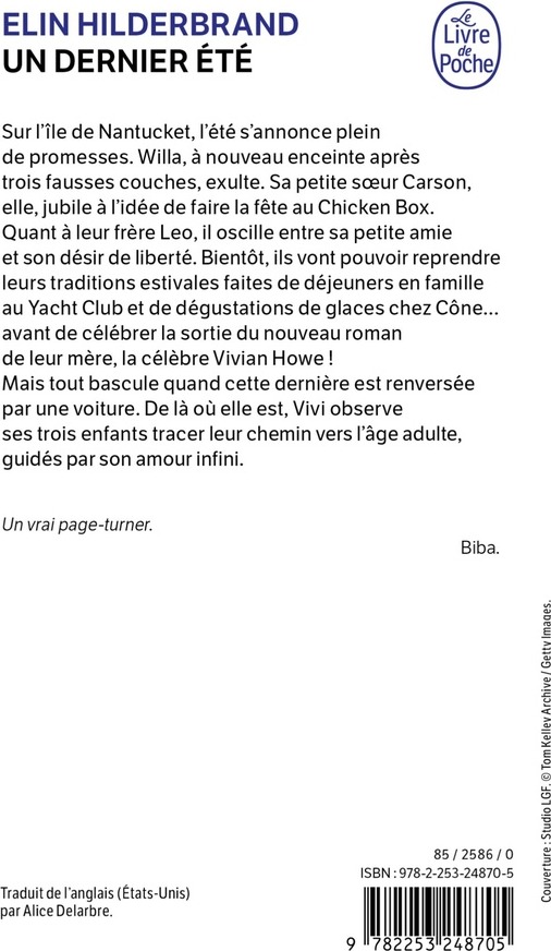 Quatrième de couverture de « Un dernier été »