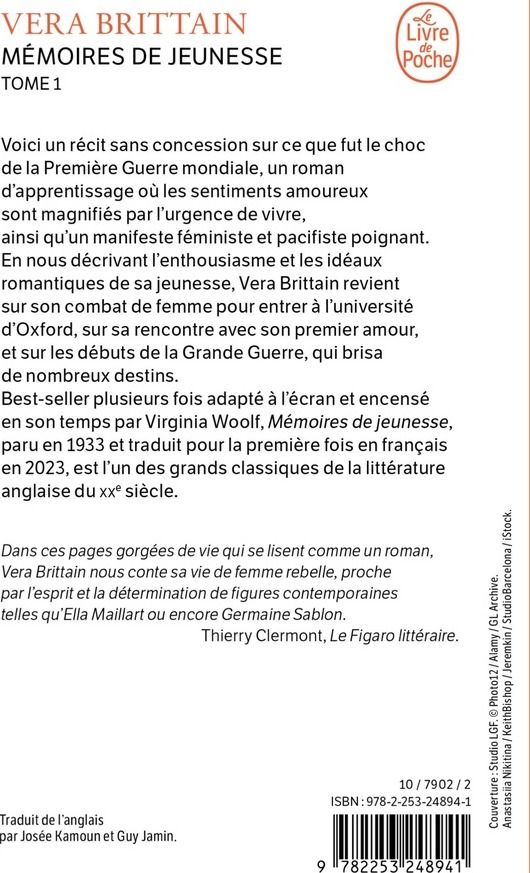 Quatrième de couverture de « Mémoires de jeunesse »