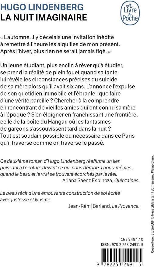 Quatrième de couverture de « La nuit imaginaire : roman »