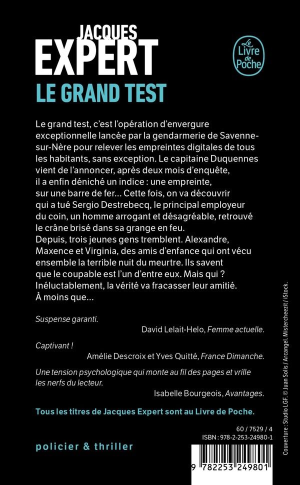 Quatrième de couverture de « Le grand test : roman »