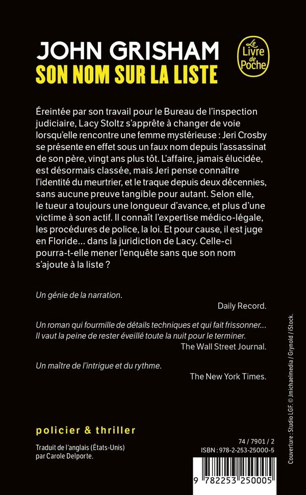 Quatrième de couverture de « SON NOM SUR LA LISTE »