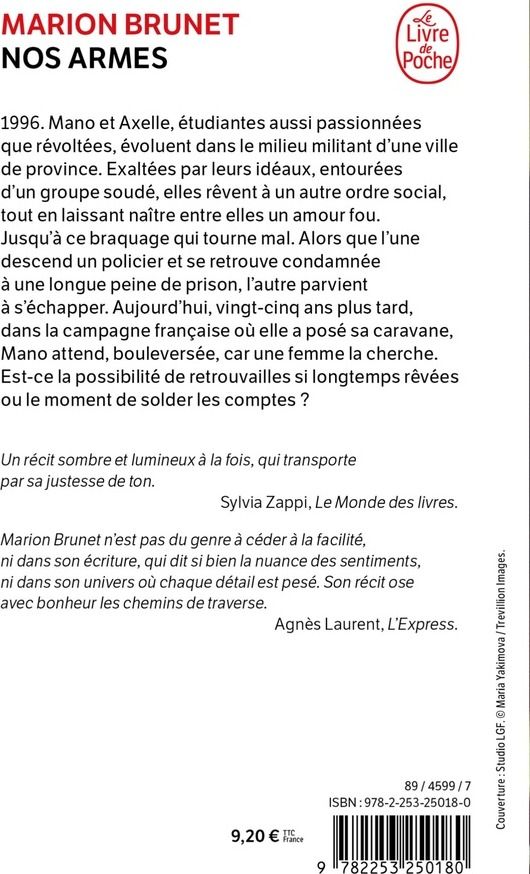 Quatrième de couverture de « Nos armes : roman »