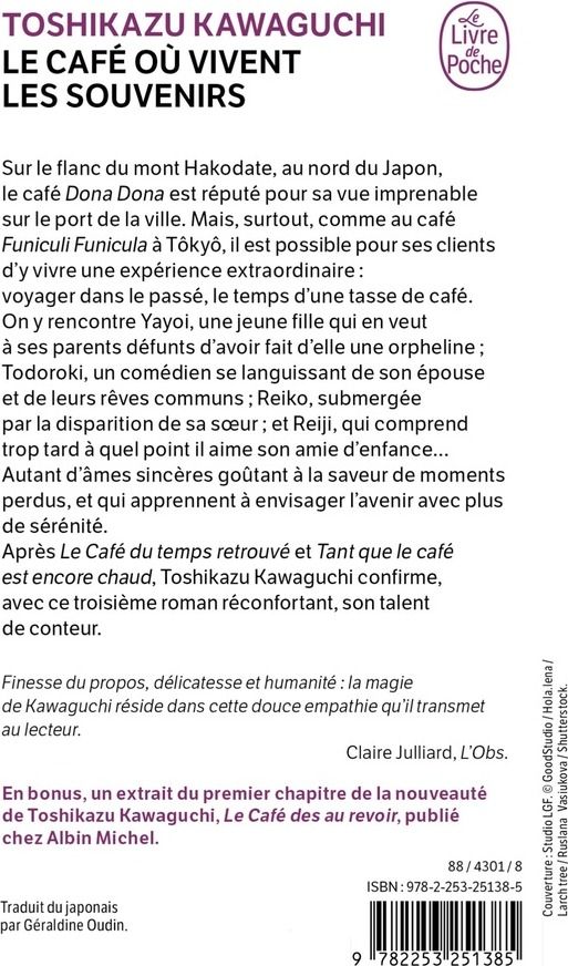 Quatrième de couverture de « Le café où vivent les souvenirs »