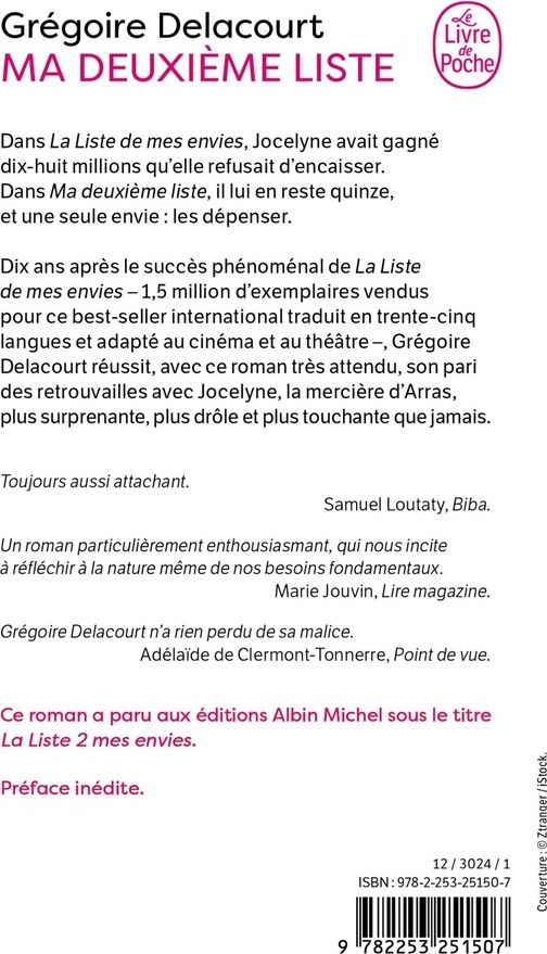 Quatrième de couverture de « Ma deuxième liste »