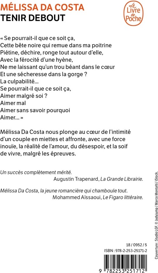 Quatrième de couverture de « TENIR DEBOUT »