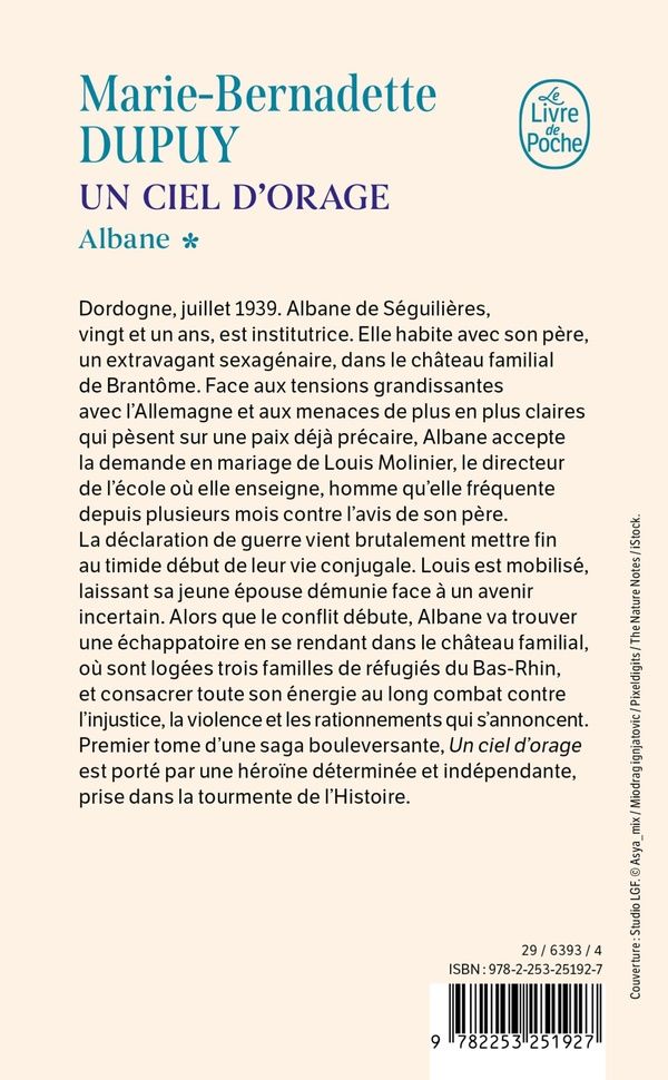 Quatrième de couverture de « UN CIEL D'ORAGE (ALBANE, TOME 1) »
