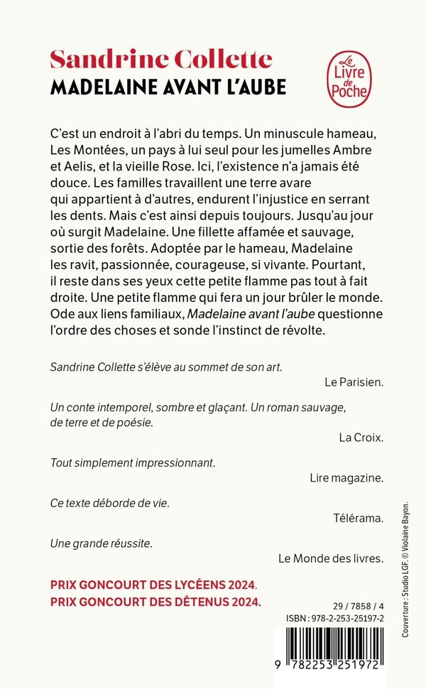 Quatrième de couverture de « MADELAINE AVANT L'AUBE »