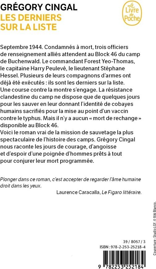 Quatrième de couverture de « Les Derniers sur la liste »
