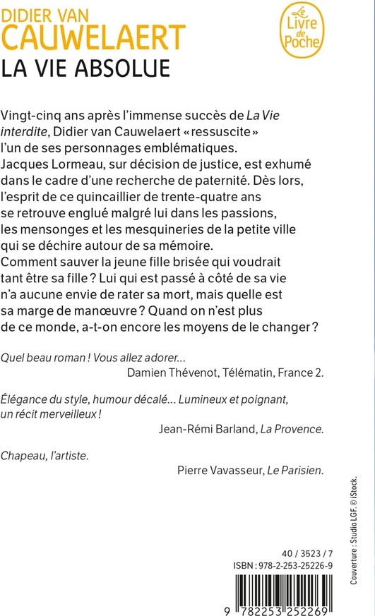 Quatrième de couverture de « LA VIE ABSOLUE »