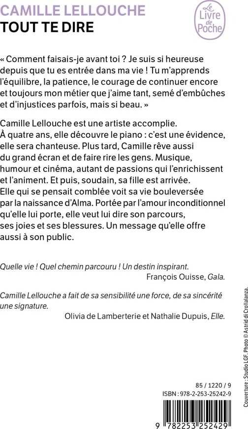 Quatrième de couverture de « Tout te dire »