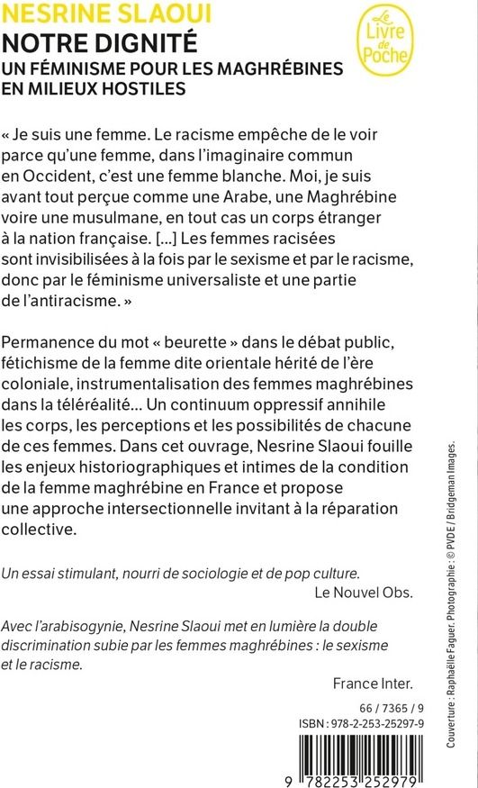 Quatrième de couverture de « NOTRE DIGNITE - UN FEMINISME POUR LES MAGHREBINES EN MILIEUX HOSTILES »