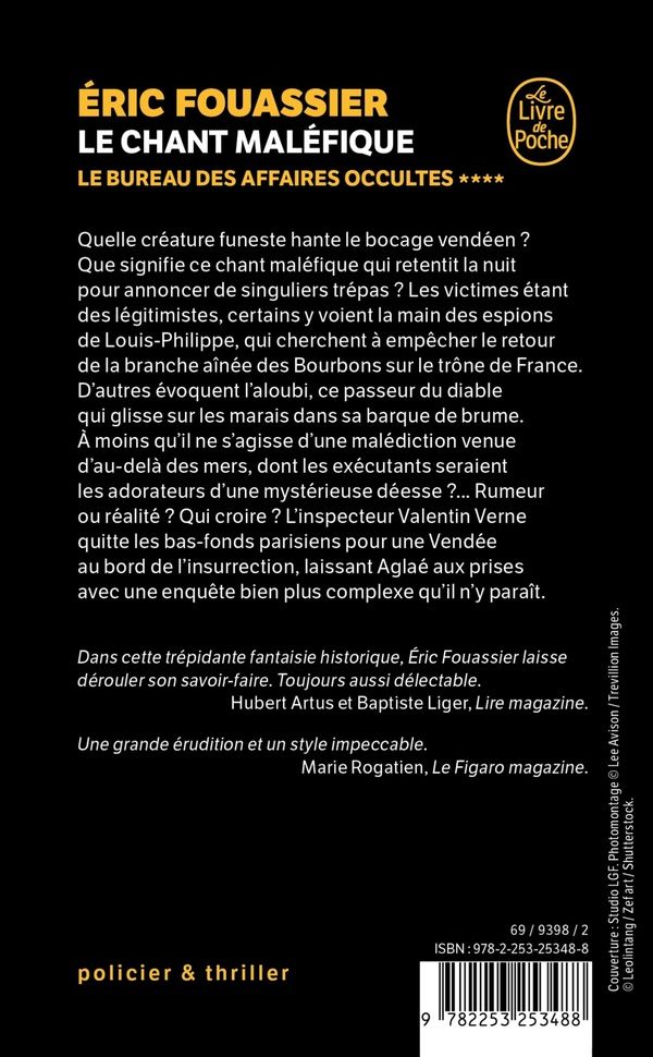 Quatrième de couverture de « LE CHANT MALEFIQUE (LE BUREAU DES AFFAIRES OCCULTES, TOME 4) »