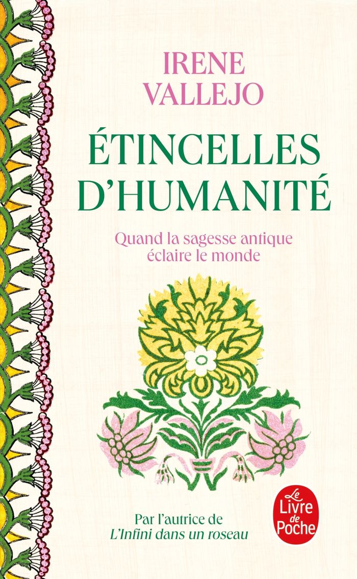 Couverture du livre « Etincelles d'humanité : chroniques » de Irene Vallejo Moreu, librairie Les Contes Infusés à Corte