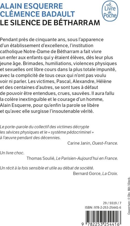 Quatrième de couverture de « Le silence de Bétharram »