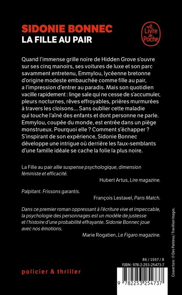 Quatrième de couverture de « LA FILLE AU PAIR »