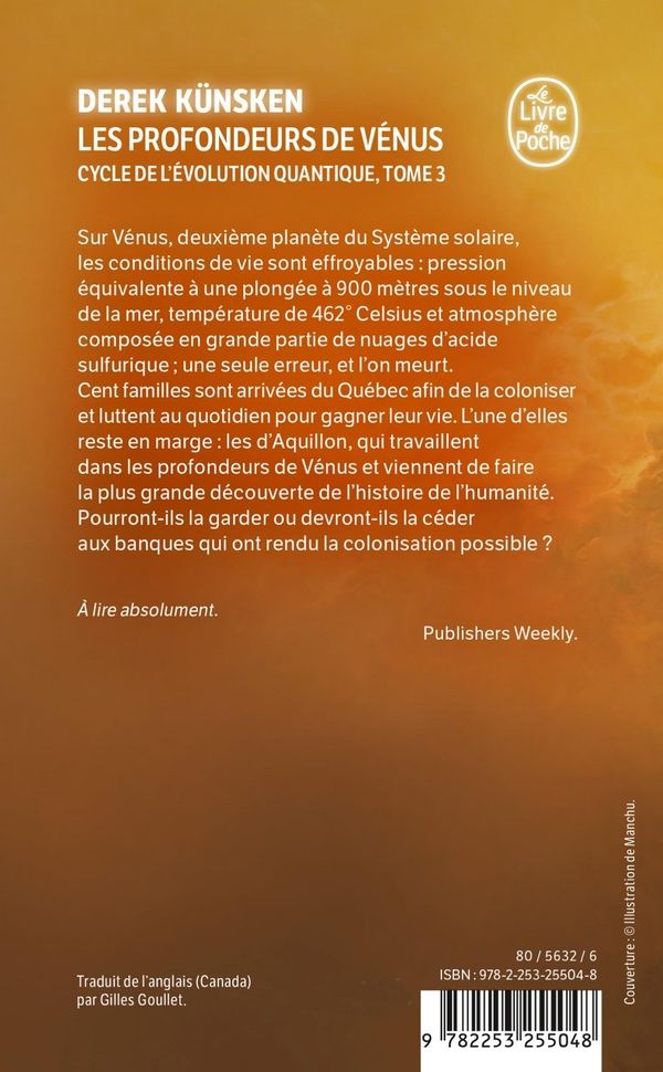 Quatrième de couverture de « LES PROFONDEURS DE VENUS »