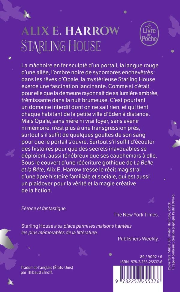 Quatrième de couverture de « STARLING HOUSE »