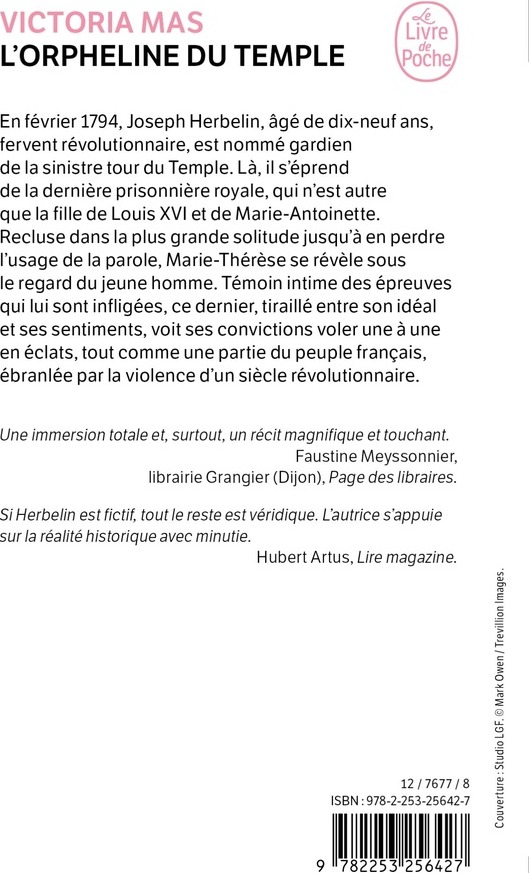 Quatrième de couverture de « L'ORPHELINE DU TEMPLE »