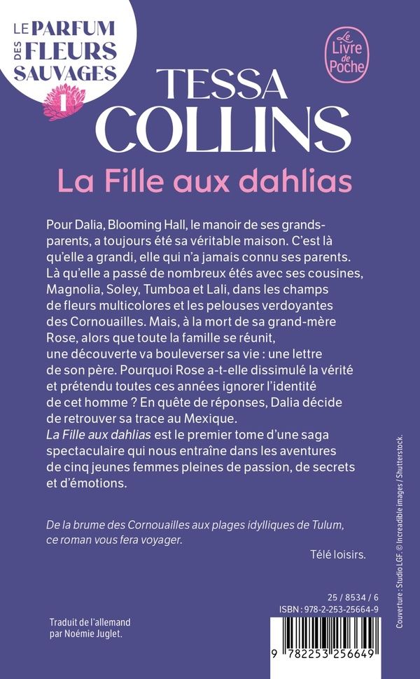 Quatrième de couverture de « La Fille aux dahlias : le parfum des fleurs sauvages »